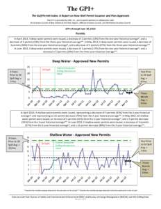 The GPI+ The	
  Gulf	
  Permit	
  Index:	
  A	
  Report	
  on	
  New	
  Well	
  Permit	
  Issuance	
  and	
  Plan	
  Approvals	
   The	
  GPI+	
  is	
  provided	
  by	
  GNO,	
  Inc.,	
  and	
  its	