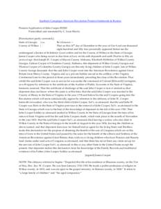 Southern Campaign American Revolution Pension Statements & Rosters Pension Application of John Cooper R2300 Transcribed and annotated by C. Leon Harris [Punctuation partly corrected.] State of Georgia } s.s. County of Wi