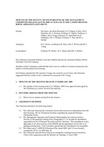 MINUTES OF THE SEVENTY SEVENTH MEETING OF THE MANAGEMENT COMMITTEE HELD ON 26 JUNE 2009 AT[removed]A.M. IN THE CASSINI MEETING ROOM, ARMAGH PLANETARIUM Present:  His Grace, the Most Reverend A.E.T.Harper, (Chair), Mr E.