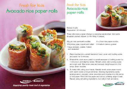 Fresh for kids  Avocado rice paper rolls Fresh for Kids