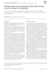 Ultrasound Obstet Gynecol 2013; 42: 34–40 Published online 7 June 2013 in Wiley Online Library (wileyonlinelibrary.com). DOI: [removed]uog[removed]Implementation of maternal blood cell-free DNA testing in early screening 