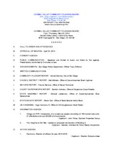 CARMEL VALLEY COMMUNITY PLANNING BOARD Attn: Allen Kashani, CVCPB Secretary 6025 Edgewood Bend Court San Diego, CA[removed][removed]Fax: [removed]www.cvsd.com/planning.html