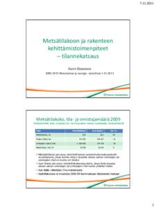 Metsätilakoon ja rakenteen kehittämistoimenpiteet – tilannekatsaus Harri Hänninen