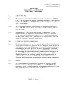 Utah Test and Training Range Issued September 27, 2013 MODULE VI RCRA/CERCLA INTEGRATION FOR CORRECTIVE ACTION