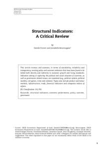 OECD Journal: Economic Studies Volume 2010 © OECD 2010 Structural Indicators: A Critical Review