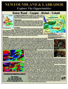NEWFOUNDLAND & LABRADOR Explore The Opportunities Esker Road - Copper - Nickel - Cobalt LABRADOR  19474M