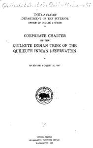 Corporate Charter of the Quileute Indian Tribe of the Quileute Indian Reservation