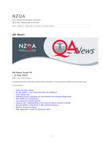 NZQA  New Zealand Qualifications Authority Mana Tohu Matauranga O Aotearoa Home > About us > Publications > QA News > QA News Issue 81