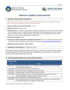 [removed]DEFENSE TRAVEL MANAGEMENT OFFICE  Software Update Information