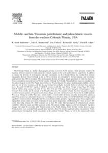 ELSEVIER  Palaeogeography, Palaeoclimatology, Palaeoecology–57 Middle- and late-Wisconsin paleobotanic and paleoclimatic records from the southern Colorado Plateau, USA