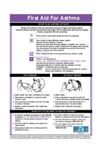 First Aid For Asthma  81 WHAT IS AN ASTHMA ATTACK? People with asthma have extra-sensitive airways.Triggers like dust, pollens,