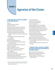 Exhibit 1: Agencies of the Crown