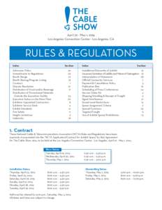 April 29 - May 1, 2014 Los Angeles Convention Center - Los Angeles, CA RULES & REGULATIONS Index