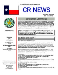 THE CRIME RECORDS SERVICE NEWSLETTER CR NEWS Volume 17, Number 4