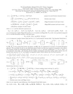 1 The Georgi-Glashow Minimal SU(5) GUT Theory Lagrangian From Grand Unified Theories, Graham G. Ross, 1985 and Gauge Theories of the Strong, Weak, and Electromagnetic Interactions, Chris Quigg, 1983, both From The Benjam