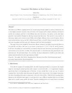 Symmetric Box-Splines on Root Lattices Minho Kim School of Computer Science, University of Seoul, Siripdae-gil 13, Dongdaemun-gu, Seoul, [removed], Republic of Korea J¨org Peters Department of CISE, University of Florida,