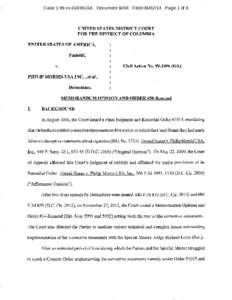 Case 1:99-cv[removed]GK Document 6094 Filed[removed]Page 1 of 8  UNITED STATES DISTRICT COURT FOR THE DISTRICT OF COLUMBIA UNITED STATES OF AMERICA, Plaintiff,