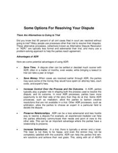 Some Options For Resolving Your Dispute