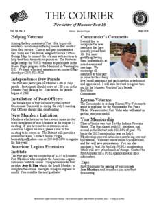 THE COURIER Newsletter of Munster Post 16 Vol. 96, No. 1 Editor: Bernie Tiltges