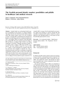 Eur J Epidemiol:659–667 DOIs10654y METHODS  The Swedish personal identity number: possibilities and pitfalls