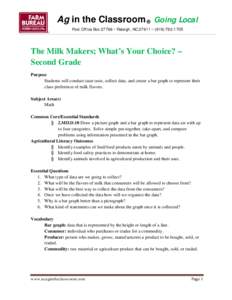 Ag in the Classroom ® Going Local Post Office Box 27766 ~ Raleigh, NC 27611 ~ (The Milk Makers; What’s Your Choice? – Second Grade Purpose