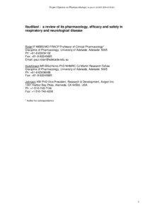 Expert Opinion on Pharmacotherapy in press (EOOP[removed]R1)  Ibudilast : a review of its pharmacology, efficacy and safety in