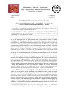 UNION INTERPARLEMENTAIRE 124ème Assemblée et réunions connexes Panama, 15 – 20 avril 2011 Conseil directeur Point 8