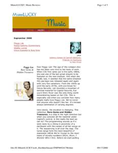 MisterLUCKY: Music Reviews  Page 1 of 5 September 2000 Peggy Lee