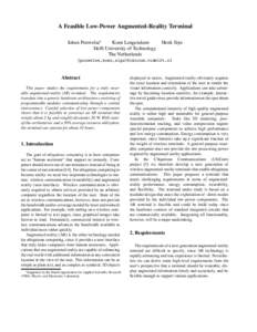 A Feasible Low-Power Augmented-Reality Terminal Johan Pouwelse Koen Langendoen Delft University of Technology The Netherlands