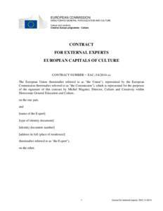 Draft contract of experts for the open call for expressions of interest EAC[removed]for the establishment of a pool of experts to be potentially members of the Panel for the Union action 