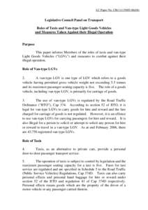 LC Paper No. CB[removed])  Legislative Council Panel on Transport Roles of Taxis and Van-type Light Goods Vehicles and Measures Taken Against their Illegal Operation