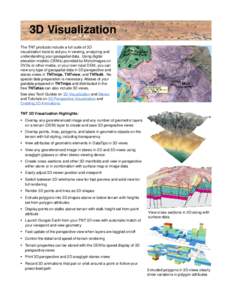 3D Visualization The TNT products include a full suite of 3D visualization tools to aid you in viewing, analyzing and understanding your geospatial data. Using digital elevation models (DEMs) provided by MicroImages on D