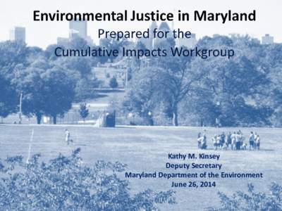 Kathy M. Kinsey Deputy Secretary Maryland Department of the Environment June 26, 2014 1