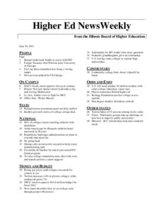 Higher Ed NewsWeekly from the Illinois Board of Higher Education June 30, 2011 PEOPLE Page