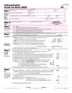 2002 Form 540, California Resident Income Tax Return 2002