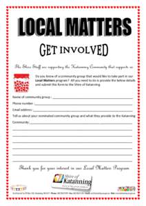 Local Matter Nomination Form