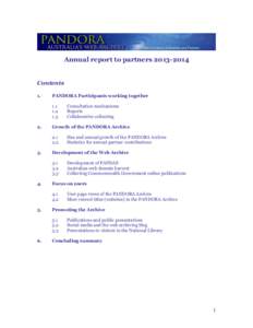 Annual report to partnersContents 1.  PANDORA Participants working together