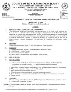 COUNTY OF HUNTERDON NEW JERSEY HUMAN SERVICES ADVISORY COUNCIL LOCAL ADVISORY COMMITTEE ON ALCOHOLISM & DRUG ABUSE YOUTH SERVICES COMMISSION MENTAL HEALTH BOARD[removed]