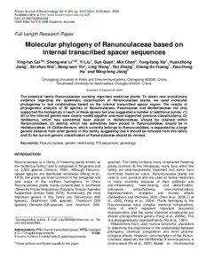 Ranunculaceae / Ranunculales / Peony / Actaea / Anemone hepatica / Trollius / Ranunculus / Caltha / Thalictrum / Plant taxonomy / Flowers / Botany