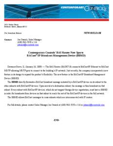 2431 Curtiss Street Downers Grove, Illinois[removed]NEWS RELEASE  For Imnediate Release