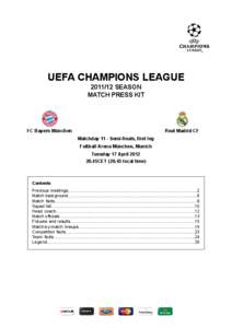 UEFA CHAMPIONS LEAGUE[removed]SEASON MATCH PRESS KIT