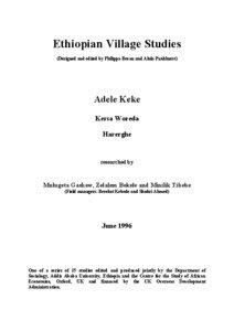 Ethiopian Village Studies (Designed and edited by Philippa Bevan and Alula Pankhurst)