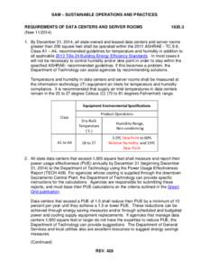 SAM – SUSTAINABLE OPERATIONS AND PRACTICES REQUIREMENTS OF DATA CENTERS AND SERVER ROOMS (New[removed]