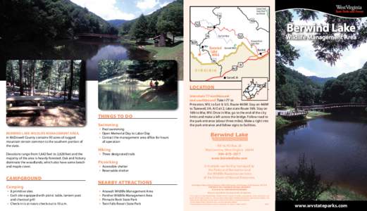 Anawalt Lake Wildlife Management Area / Horse Creek Wildlife Management Area / West Virginia / Berwind Lake Wildlife Management Area / West Virginia Division of Natural Resources