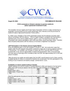 Microsoft Word - CVCA press release re Ontario LSIF decision.doc