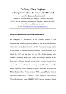 Microsoft Word - The Study of Love Happiness in Computer-Mediated Communication Research.doc