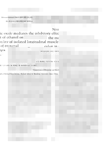 Neurogastroenterol Motil, 515–521  doi: j00918.x Nitric oxide mediates the inhibitory effect of ethanol on the motility of isolated longitudinal muscle of proximal
