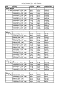 ASATA Conference 2014: Flight Schedules Date Routing  Depart