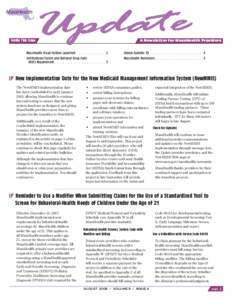 Inside This Issue  A Newsletter for MassHealth Providers MassHealth Fraud Hotline Launched . . . . . . . . . . . 2 Institutional Claims and National Drug Code