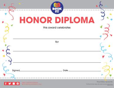 HONOR DIPLOMA this award celebrates for  Signed